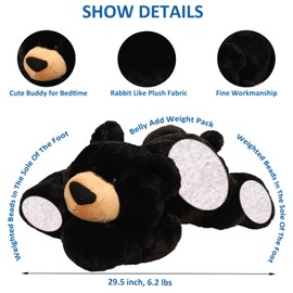 ronivia Weighted Stuffed Animals, 29.5" 6.2lbs Weighted Bear Stuffed Animal Toy Cute Black Bear Plush Pillow Weighted Plush Animals Toy