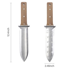 FLONSA Hori Hori Garden Knife, 7” Stainless Steel Blade with Cutting Edge, Sod Knife with Oxford Sheath for Weeding, Planting, Digging with Hanging Hole