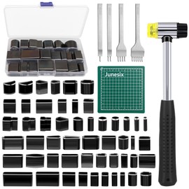 58‑Piece Leather Hole Punch Kit – Includes 52 Shape Punch Cutters, 1/2/4/6-Prong Leather Punches, 20mm Rubber Mallet, and Punch Mat – for DIY Belts, Watch Straps, Phone Cases, and Handbags