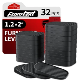Ezprotekt Furniture Levelers, 32 Pcs 2" Black Multi-Purpose Flexible Rubber Shims for Leveling Feet Stable - Anti-Wobble Pad for Uneven Table, Sofa, Chair, Cabinet, Dresser Leg, Toliet for Leveling