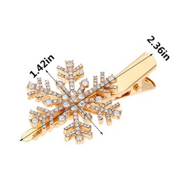 Soochat Christmas Snowflake Hair Clips, Rhinestone Snowflake Hair Clips, Crystal Snowflake Hairpin Barrette for Winter Holiday Christmas Wedding Bridal Hair Accessories (Glod)