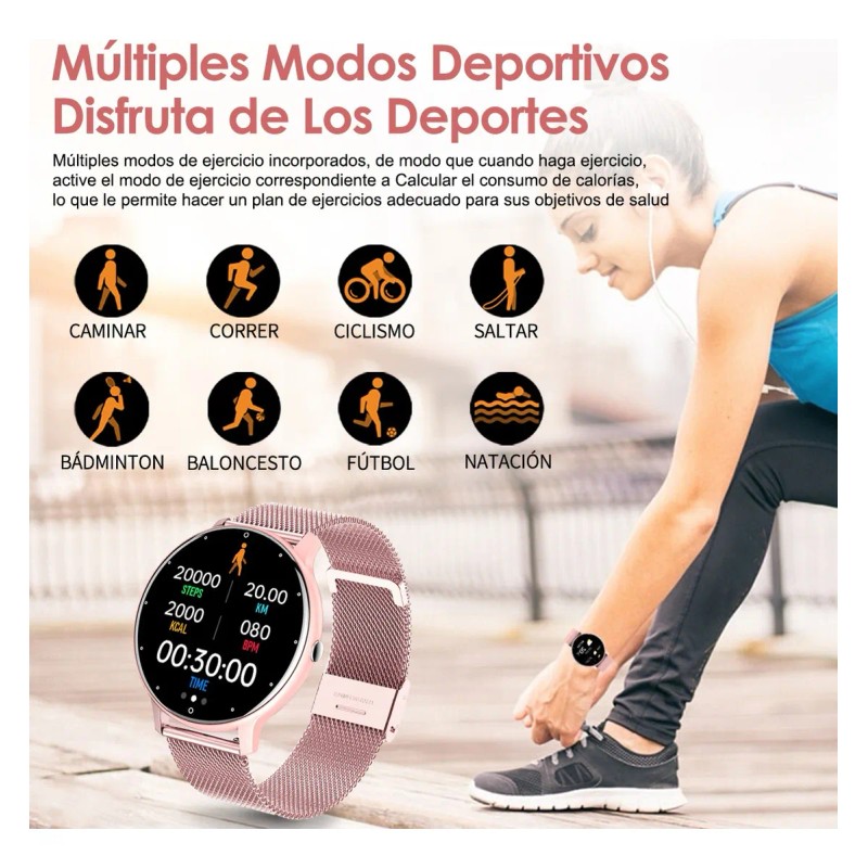 Anfei 1.28 Ft Pantalla HD Táctil Smart Watch mujer, Reloj