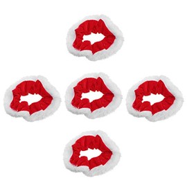 Healvian Pack of 5 Christmas Hair Bobbles Christmas Hair Bands Sequins Hair Rope Ponytail Holder (Red)