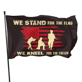 We Stand For The Flag We Kneel For The Fallen Patriotic House Flag 3x5 FT Memorial Day Flag Veteran USA Flag 4th of July Independence Day Large Banner Double Sided Yard Outdoor Flag For Lawn Patio Yard Garden Home Outdoor Decor