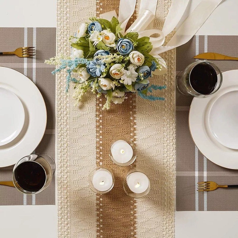 HomeChi Camino De Mesa Tejido A Mano Con Borlas Vintage