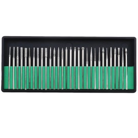 ECSiNG 30PCS Diamond Coated Rotary Burr Drill Bits 2.35mm Shank for Fine Detail Work Cutting Engraving Carving Touch-Up Finishing Rotary Tool