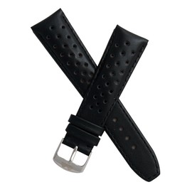 Watchstrapworld TH-22-01-0111P#1-22 mm Black Sports Perforated pin Buckle Leather Watch Strap Compatible with TAG Heuer Formula 1 Watches Listed Below