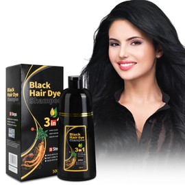 Black Hair Dye Shampoo, Black Hair Dye Shampoo, Black Hair Colour Shampoo, Natural Instant Hair Colour Shampoo for Men and Women, 500 ml