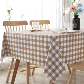 MOTYYA Checkered Vinyl Rectangle Tablecloth, Waterproof Oil Proof Spill Proof PVC Table Cloth, Wipe Clean Table Cover for Dining Table, Buffet Parties and Camping, 140 * 220cm(55" x 86")