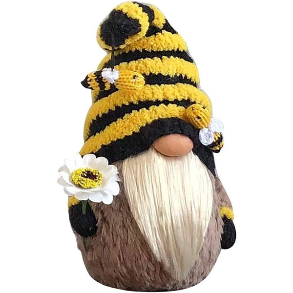 Home decoration dolls，Bee Gnome Spring Sunflower Doll Decor, Handmade Bumble Plush Faceless Doll Ornaments, Bedroom Desktop Gnomes Ornaments, Indoor Autumn Decor for Home