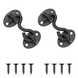 Barn Door Lock, 2 Pack 2'' Barn Door Latch, Heavy Duty Solid Thicken Stainless Steel Gate Latch, Cabin Hook and Eye Latch, Hardware Lock for Sliding Screen, Garage Gate, Window, Cabinet, Outdoor Black