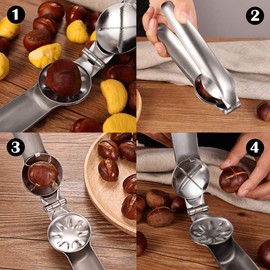 Artcome Nut Cracker Chestnut Clip Walnut Almonds Hazelnuts Pliers Metal Nut Opener Plier Multifunctional Chestnut Opener with 2 Picks