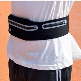 Sports Waist Pouch Running Belt for Marathon & Hiking Belt Black