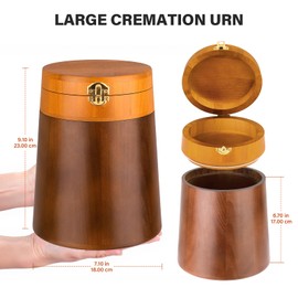 Large Wooden Cremation Urns, Holds Up to 160 Cubic Inches, for Human & Pet Ashes