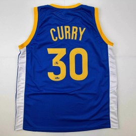 HOFSM.COM Hall of Fame Sports Memorabilia Facsimile Autographed Stephen Steph Curry Golden State Blue Reprint Jersey XL