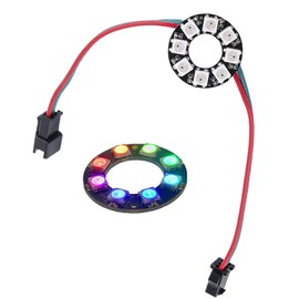 Sparkleiot 8 Bits WS2812 Addressable LED Ring with SM2.54-3P Wire, DC5V WS2812B 5050 RGB LED with Built-In Drivers Pixel Single Control for Arduino Pi ESP8266 ESP32 (1pc))