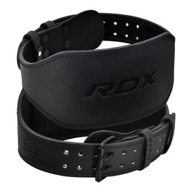 RDX Training Belt, Weightlifting Belt, WBS-4RB, WBS4FB, Power Belt, Leather, Genuine Leather, Cowhide Belt, Black, Adults, Men, Women (S, Full Black, Wide Type)