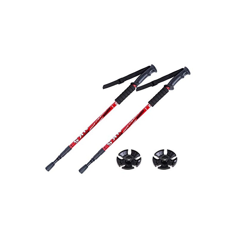 GLASEA® 2x Antishock Trekking Walking Hiking Pair Sticks Poles (red)