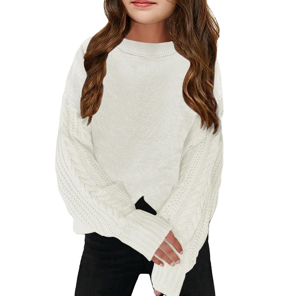 INFULEIMU Girls Sweaters Crewneck Long Sleeve Kids Sweater Fall Winter