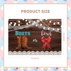 UgyDuky Boots or Bows Gender Reveal Backdrop Boys or Girls Baby Shower Backdrop Rustic Wood Cowboy Boots Pink Bows Photography Background He or She Pregnancy Reveal Background Party Decoration Banner