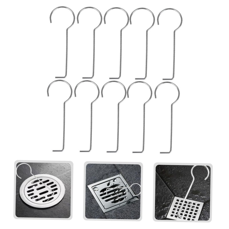 WOONEKY 10pcs Floor Drain Lifting Hooks Stainless Steel Drain Grate