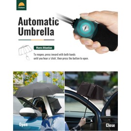 Chakipee Travel Compact Umbrella Windproof - Portable Automatic Umbrellas for Rain, Folding Umbrella for Men and Women, Portable 210T Fabric 97cm Span - 8 Ribs Black Umbrella