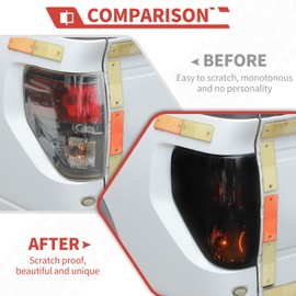 amayum for Ford 2pcs Taillight Covers Tail Light Lamp Black Kit Rear Taillight Protector Exterior Accessories Fit for Ford F150 Raptor 2009-2014