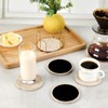 YONGHEE Italian Travertine Coasters Set of 5 with Holder, Round