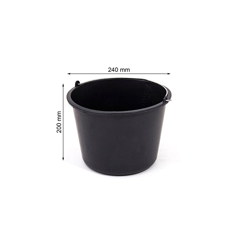 Black plastic builders bucket water mixing palstering 5 L
