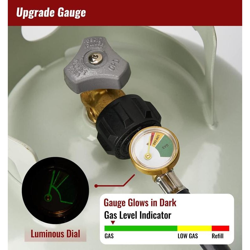 Propane Refill Adapter Hose with Gauge & Control Valve! Extend,