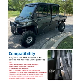 WEIGUZC Extended Door Cables for Can Am Defender Max 2022-Present HD10 Full Doors, Longer Than OEM Cables for Wider Door Opening