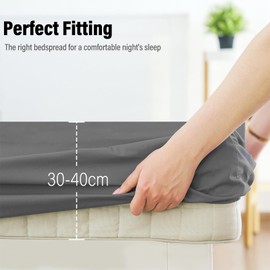 RUN HELIX King Size Fitted Sheets - Deep Pocket 16 inch (40cm) Soft Microfibre Fabric Fitted Sheets King Size Elasticated King Size Sheet Anti-Fade and Anti-Shrinkage (Grey)
