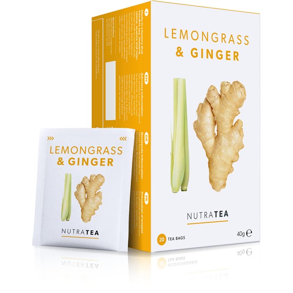 Nutra Tea - Lemongrass & Ginger Tea - 20 Tea Bags - Herbal Tea