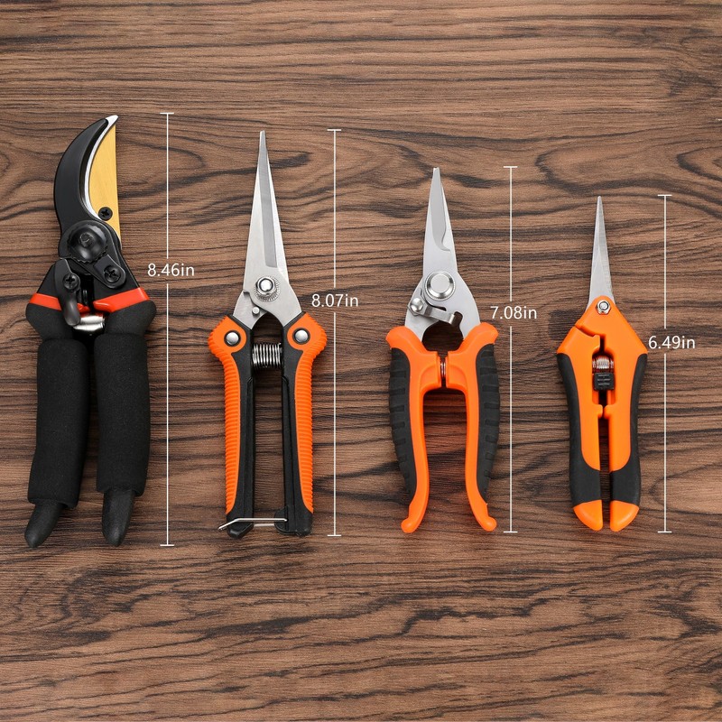 5 pack Garden Pruning Shears Stainless Steel Blades, Handheld Scissors