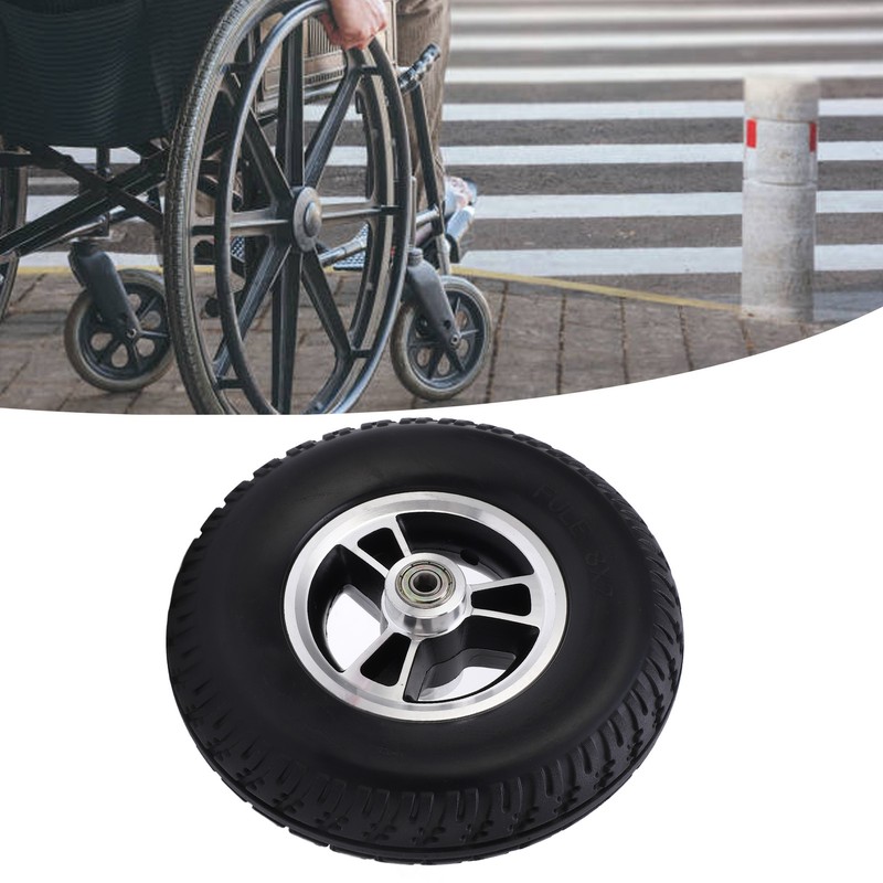 Wheelchair Wheel Replacement Solid PU Reinforced Aluminum Alloy Hub Walker