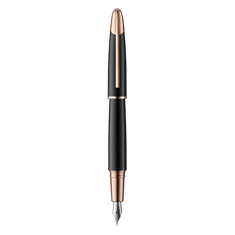 Colibri Equinox Fountain Pen - Brushed Black Steel and Rose