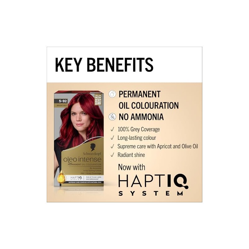Schwarzkopf Oleo Intense Permanent Oil Colouration 5-92 Bright Red, Ammonia