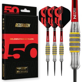 RED DRAGON - Chunky Stumpy 7-28g Tungsten Darts - Professional Steel Tip Darts 50 Years Classic Collection High Performance Darts