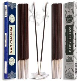 Trumiri Incense Sticks - Combo Pack of 35 Insence-Sticks - 15 Nag Champa + 20 White Sage - Insenses - Insents - Incents - Inscense - Incence - Incienso - All Natural Incense Sticks