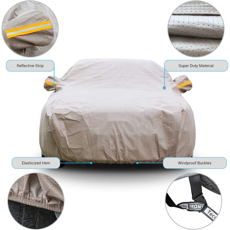 Tecoom Thick Shell Car Cover Super Breathable-Waterproof Windproof Snow Sun