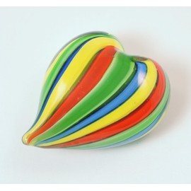 Tripact Inc M Design Art Handcraft Bright Rainbow Ripple Heart Handcraft Paperweight PW-6001 [Kitchen]