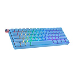 Geeky GK61 60% | Hot Swappable Mechanical Gaming Keyboard | 61 Keys Multi Color RGB LED Backlit for PC/Mac Gamer | ANSI US American Layout (Blue, Mechanical Blue)