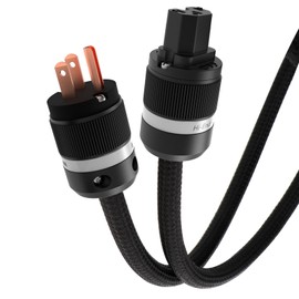 Monosaudio 13AWG Pure Copper HiFi Audio Power Cable 125V/15A AC C13 Plug Audio Power Cord for Enhanced Audio Sound Quality Enhances Acoustic Performance Braided Sleeve Black Expandable for Home