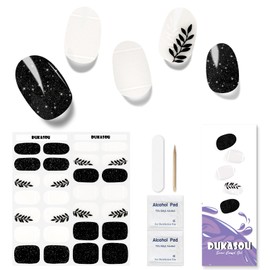 DUKASOU Halbgehärtete Gel-Nagelstreifen, 28 Stück echte Nagellack-Kunst aufkleber, Gel-Nagelaufkleber in Salonqualität, anhaltende Nagellackstreifen für Frauen, Mädchen, Kinder(Fallende Blätter)