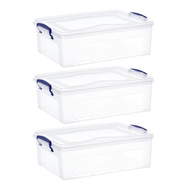 Superio Storage Bins with Lids- Clear Boxes for Organizing, Stackable Plastic Containers- BPA Free, Non-Toxic, Odor Free, Organizer for Home, Office, Dorm, 16 Qt, 3 Pack