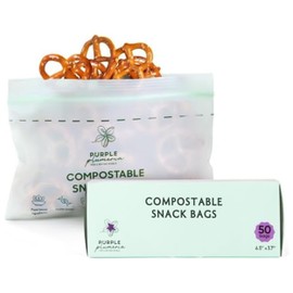 100% Compostable Resealable Food Storage Bags – Biobased, Leak-Proof, Freezer-Safe – Extra Strong & Durable – Available in Gallon, Snack & Sandwich Sizes (Snack)