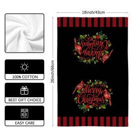 Black Santa Dish Towels for Kitchen African American Santa Christmas Decorations for Home Kitchen Bullfinch Holly Christmas Décor Merry Christmas Xmas Decorations Dish Towel Cloths Set of 2 18x26 Inch