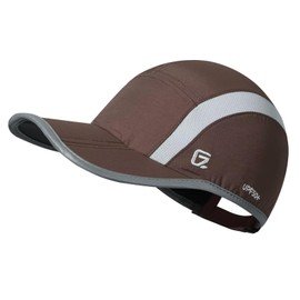 GADIEMKENSD UPF50+ Folding Outdoor Hat Unstructured Reflective Design Breathable Soft Sport Cap for Outdoor Sports, Reflective, Coffee Brown