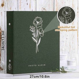 Lanpn Photo Album 4x6 400 Pockets, Linen Photo Albums Holds 400 Vertical Pictures Only Green