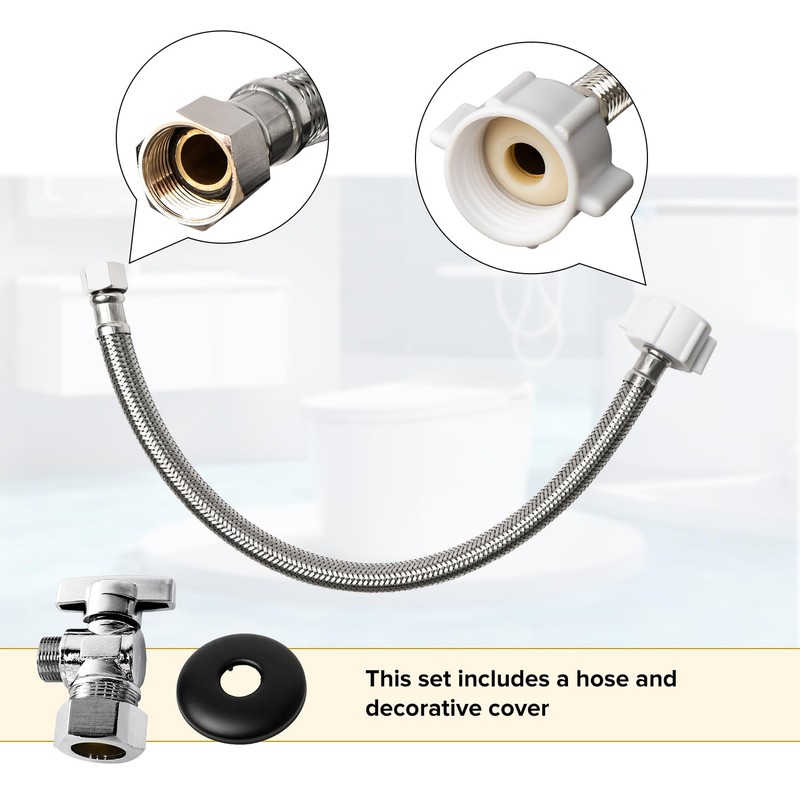 JEAPHA Toilet Connector Plumbing kit，Complete Toilet Set Valve, 1/2 inch